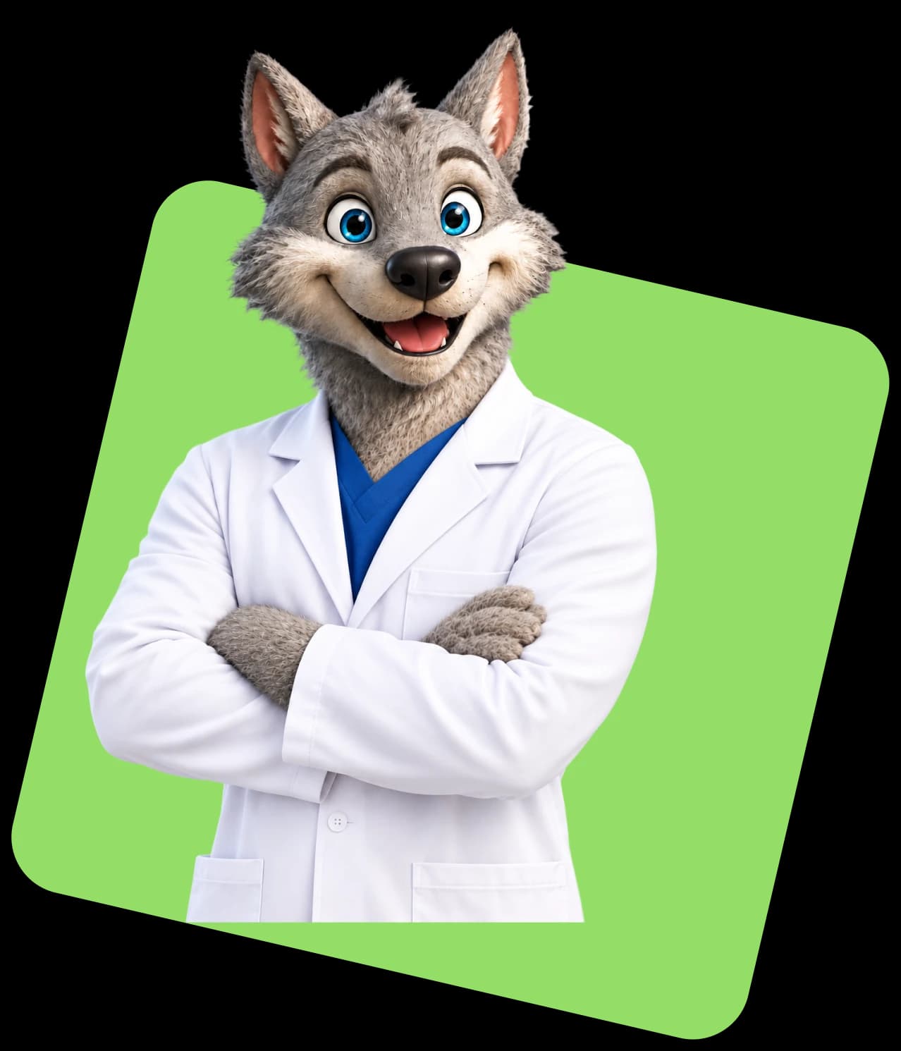 Feroz, mascote da UniFECAF, de jaleco