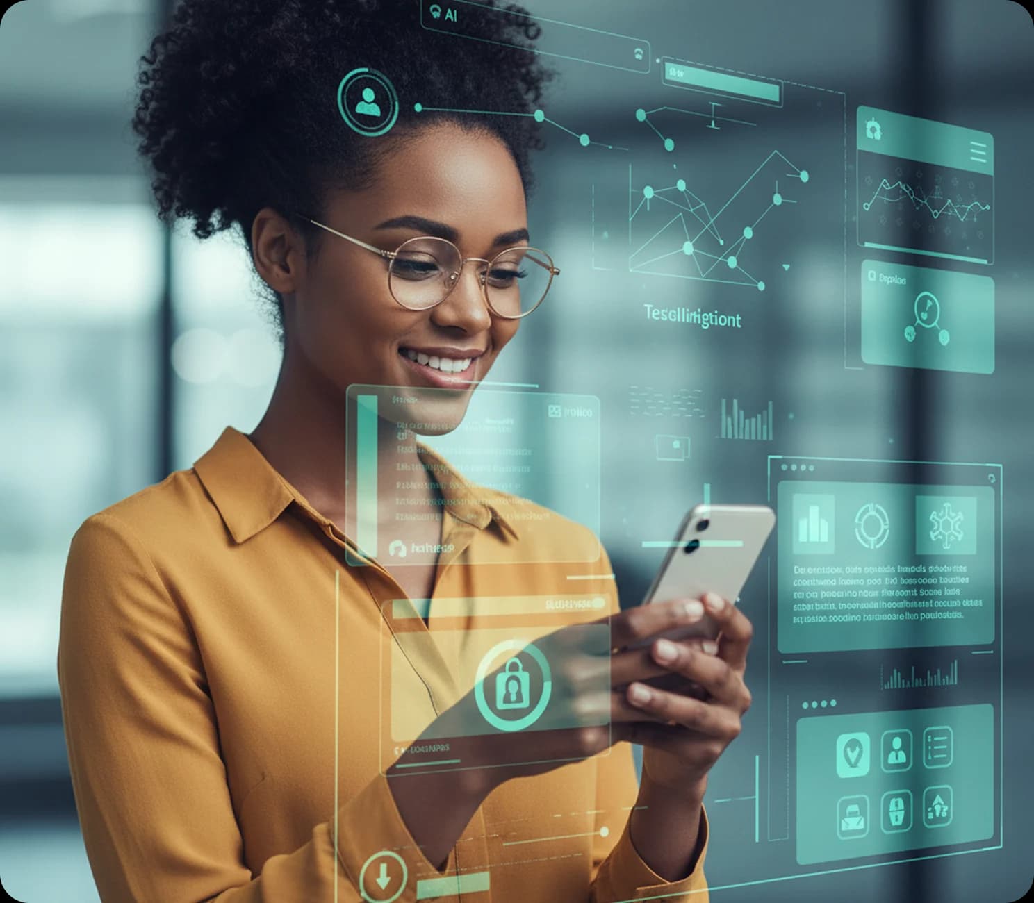 Profissional utilizando tecnologia com inteligência artificial