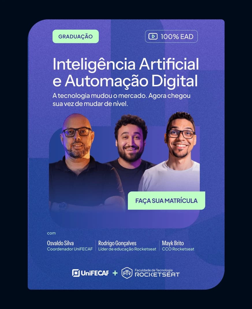 Imagem de uma moça num fundo azul com a frase: Graduação semipresencial - Experiência universitária com flexibilidade